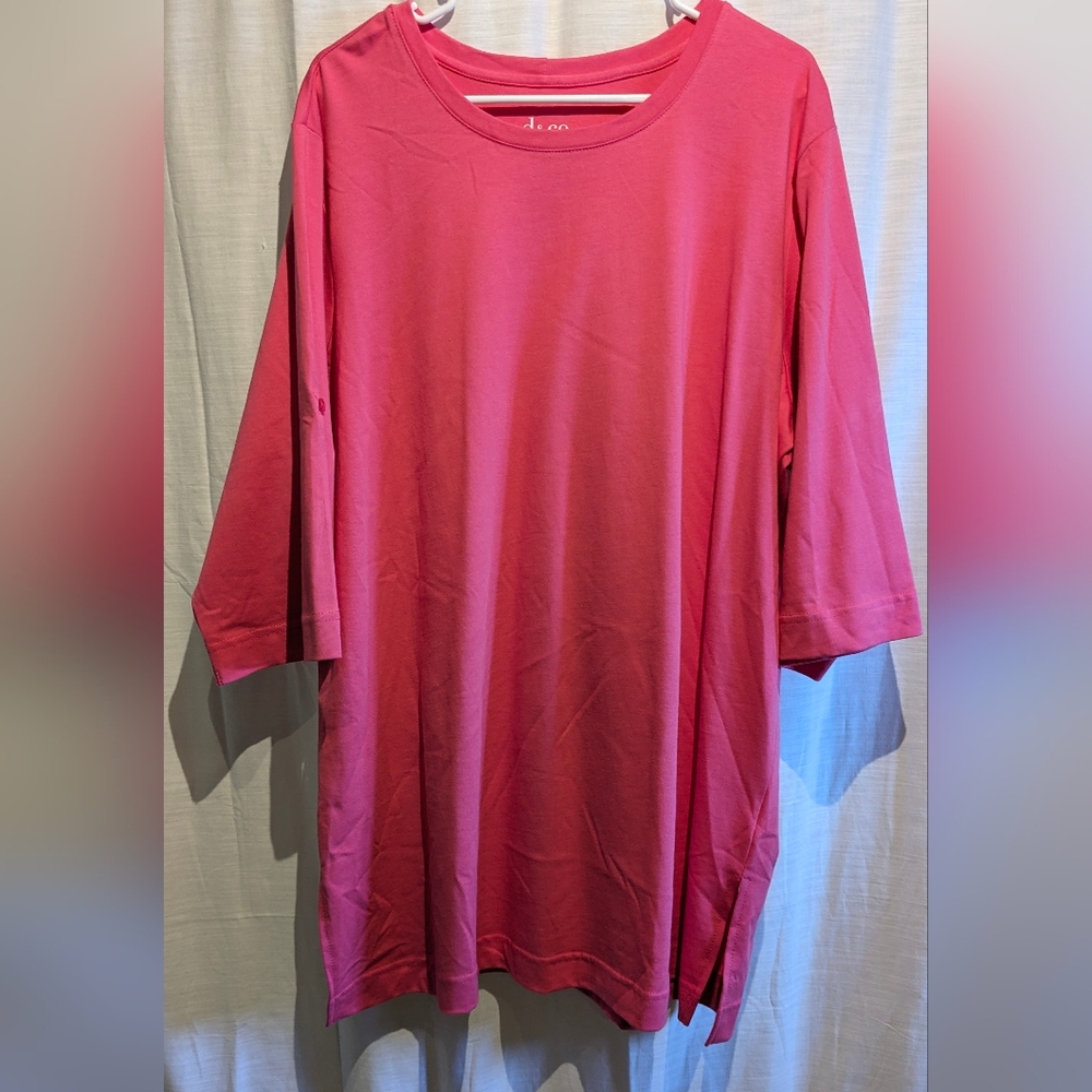 Dia & Co 1X Nwot pink! 3/4 sleeve tunic A2